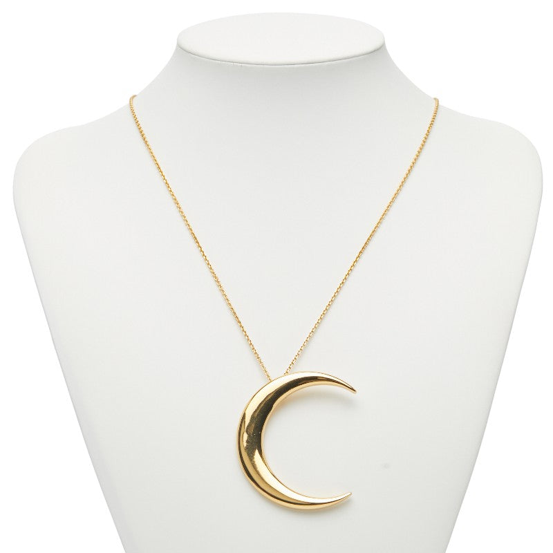 サンローラン クレセントムーン 三日月 ロングネックレス ゴールド メッキ レディース SAINT LAURENT 【中古】