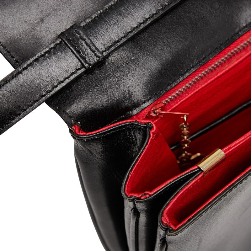 セリーヌ トリオンフ 斜め掛け ショルダーバッグ ブラック レザー レディース CELINE 【中古】