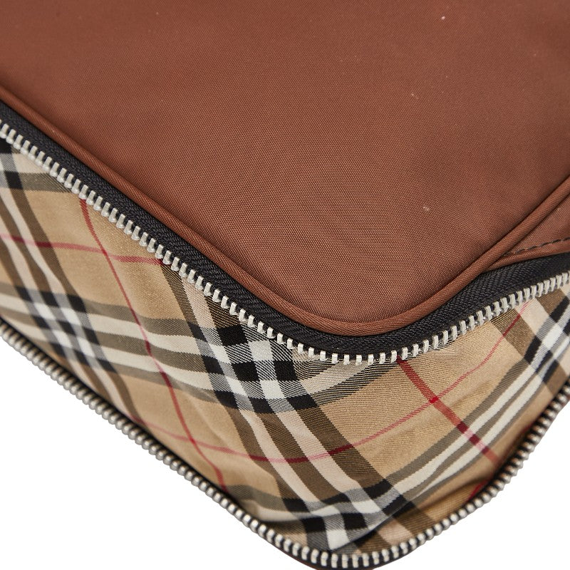 バーバリー ノバチェック ハンドバッグ ベージュ ブラウン ナイロン レザー レディース BURBERRY 【中古】