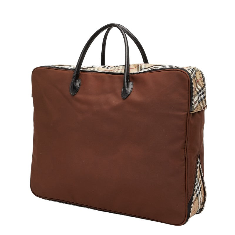 バーバリー ノバチェック ハンドバッグ ベージュ ブラウン ナイロン レザー レディース BURBERRY 【中古】