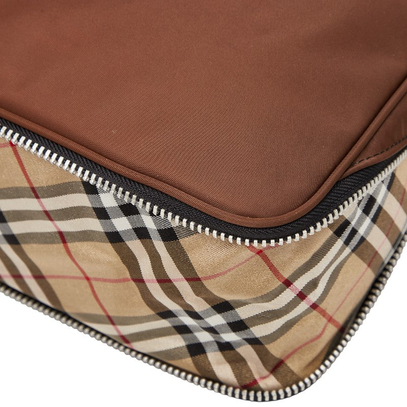 バーバリー ノバチェック ハンドバッグ ベージュ ブラウン ナイロン レザー レディース BURBERRY 【中古】