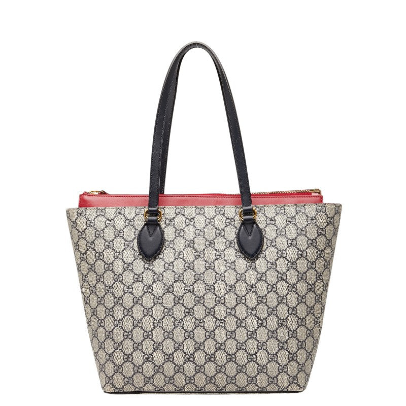 グッチ GGスプリーム トートバッグ ハンドバッグ 415721 ベージュ レッド ネイビー PVC レザー レディース GUCCI 【中古】
