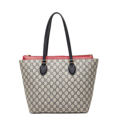 グッチ GGスプリーム トートバッグ ハンドバッグ 415721 ベージュ レッド ネイビー PVC レザー レディース GUCCI 【中古】