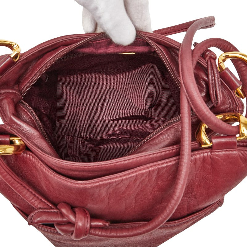 ロエベ アナグラム ショルダーバッグ ワインレッド レザー レディース LOEWE 【中古】