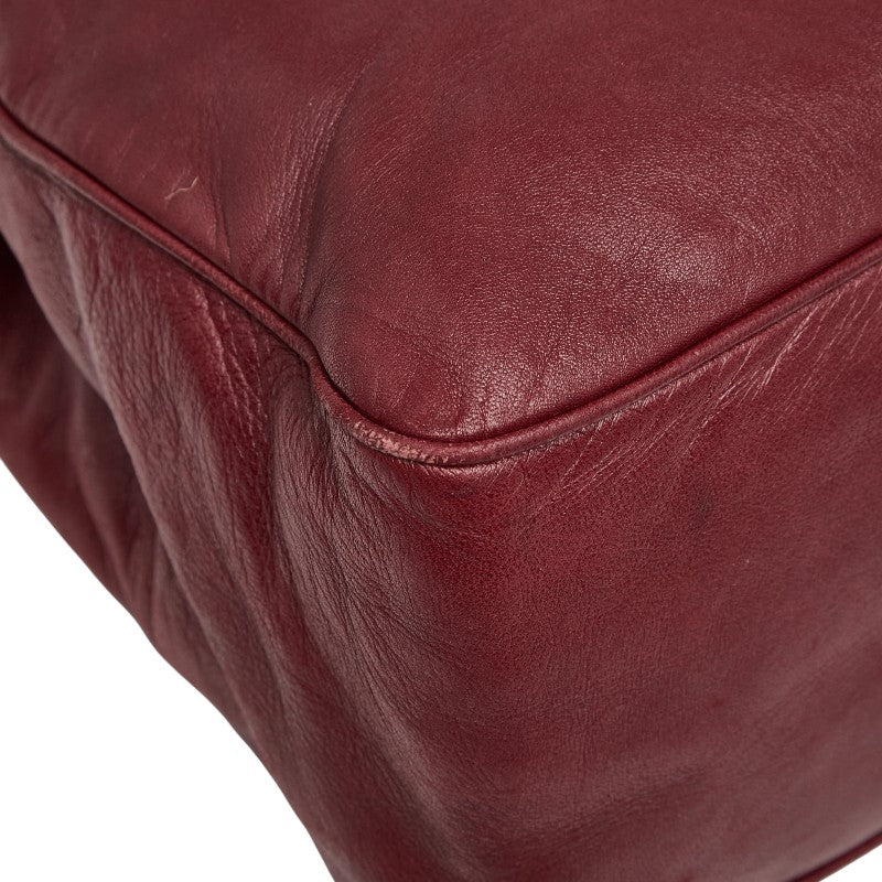 ロエベ アナグラム ショルダーバッグ ワインレッド レザー レディース LOEWE 【中古】