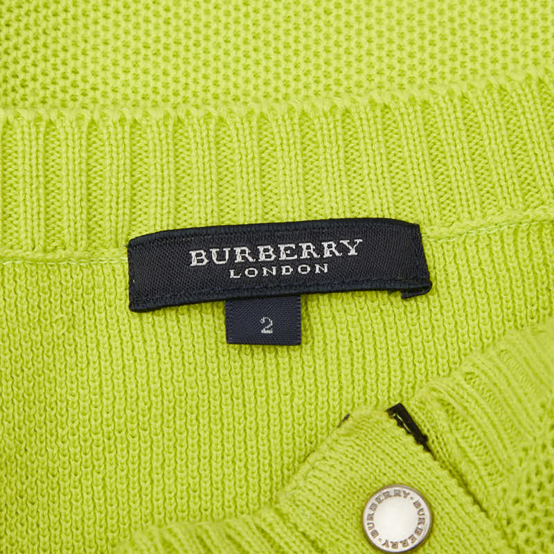 バーバリー ニット セーター サイズ:2 グリーン系 黄緑 コットン ポリエステル レディース BURBERRY 【中古】