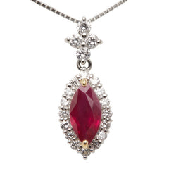 Pt900 プラチナ Pt850 プラチナ K18YG イエローゴールド コンビ ルビー1.03ct ダイヤ0.45ct ネックレス レディース 【中古】