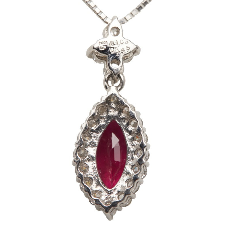 Pt900 プラチナ Pt850 プラチナ K18YG イエローゴールド コンビ ルビー1.03ct ダイヤ0.45ct ネックレス レディース 【中古】