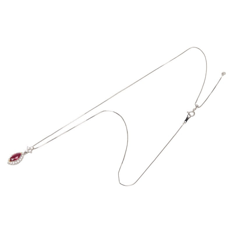 Pt900 プラチナ Pt850 プラチナ K18YG イエローゴールド コンビ ルビー1.03ct ダイヤ0.45ct ネックレス レディース 【中古】