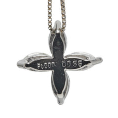 Pt900 プラチナ K18WG ホワイトゴールド コンビ ダイヤ0.38ct 花 フラワー モチーフ ベネチアンチェーン ネックレス レディース 【中古】