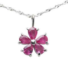 K14WG ホワイトゴールド ルビー フラワー 花 モチーフ ペンダントネックレス レディース 【中古】