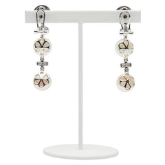 K14WG ホワイトゴールド パール9.2~9.5ct ダイヤ スイング ピアス レディース 【中古】