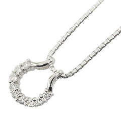 Pt900 プラチナ Pt850 プラチナ ダイヤ0.28ct サークル 馬蹄 モチーフ ベネチアンチェーン ネックレス レディース 【中古】
