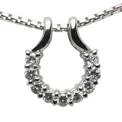 Pt900 プラチナ Pt850 プラチナ ダイヤ0.28ct サークル 馬蹄 モチーフ ベネチアンチェーン ネックレス レディース 【中古】