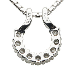 Pt900 プラチナ Pt850 プラチナ ダイヤ0.28ct サークル 馬蹄 モチーフ ベネチアンチェーン ネックレス レディース 【中古】
