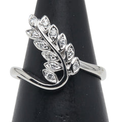 Pt900 プラチナ ダイヤ0.15ct リーフ 葉っぱ モチーフ リング 指輪 レディース 12号 【中古】