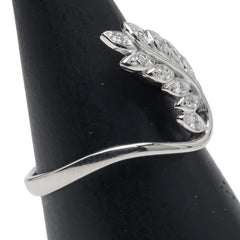 Pt900 プラチナ ダイヤ0.15ct リーフ 葉っぱ モチーフ リング 指輪 レディース 12号 【中古】