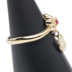 サンリオ K18YG イエローゴールド ルビー ハローキティ チャーム ピンキー リング 指輪 レディース SANRIO 2.5号 【中古】