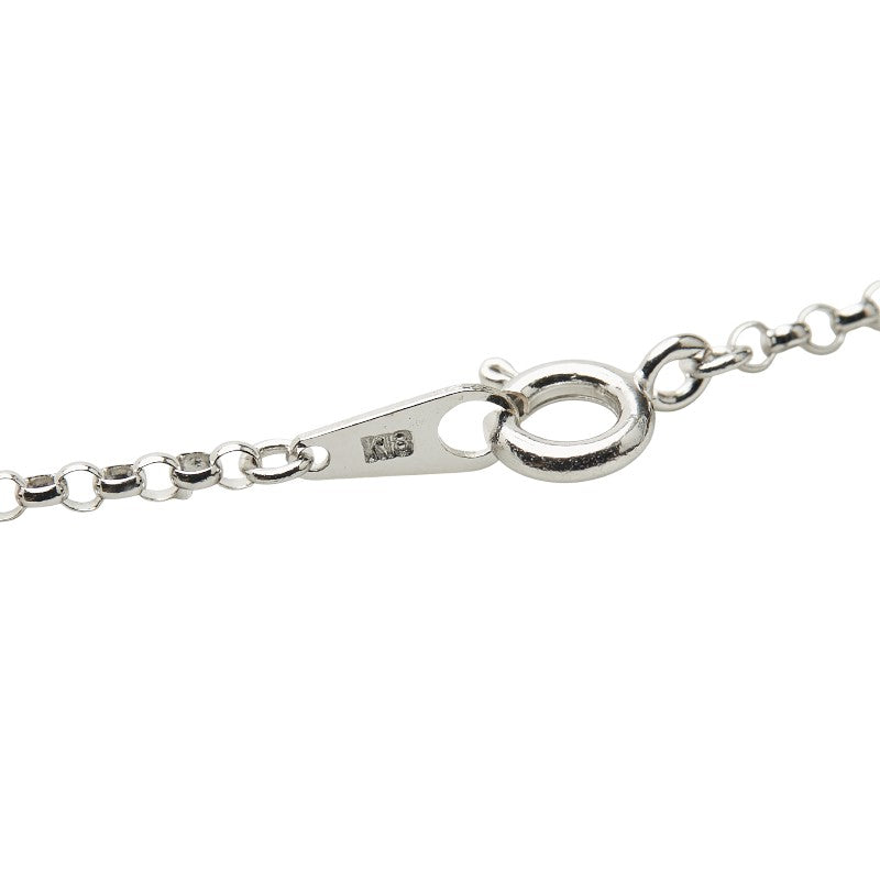 K18WG ホワイトゴールド 白蝶貝 クローバーモチーフ ネックレス レディース 【中古】