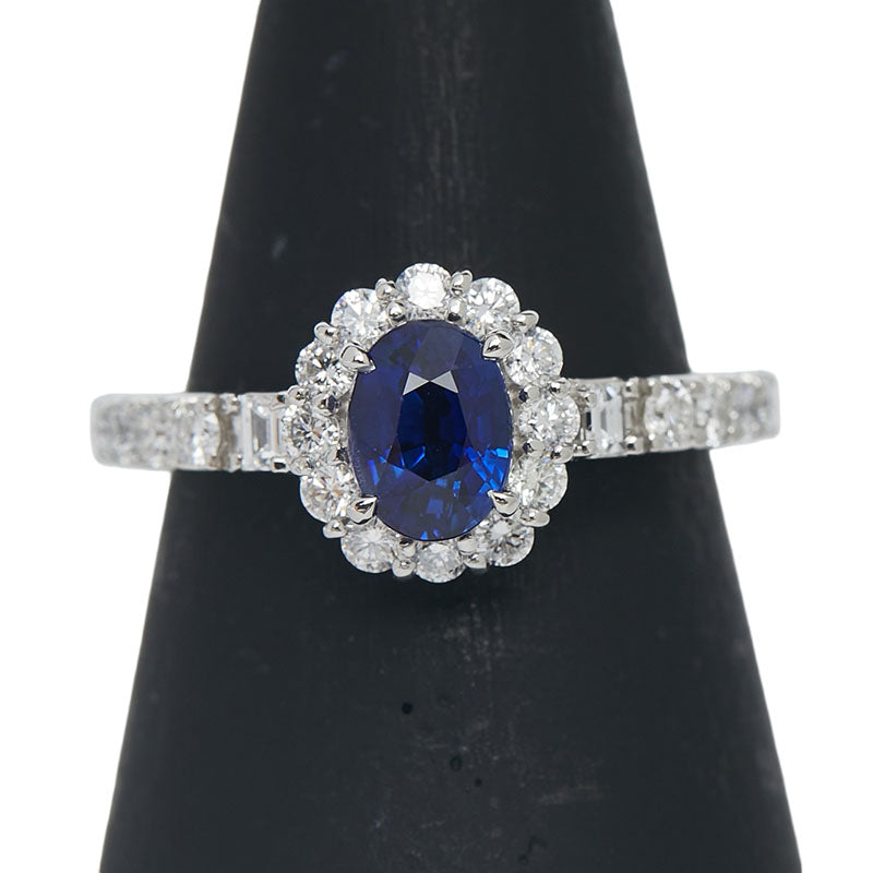 Pt900 プラチナ サファイア1.00ct ダイヤ0.57ct リング 指輪 レディース 11号 【中古】