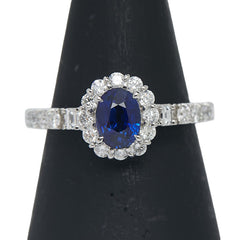Pt900 プラチナ サファイア1.00ct ダイヤ0.57ct リング 指輪 レディース 11号 【中古】