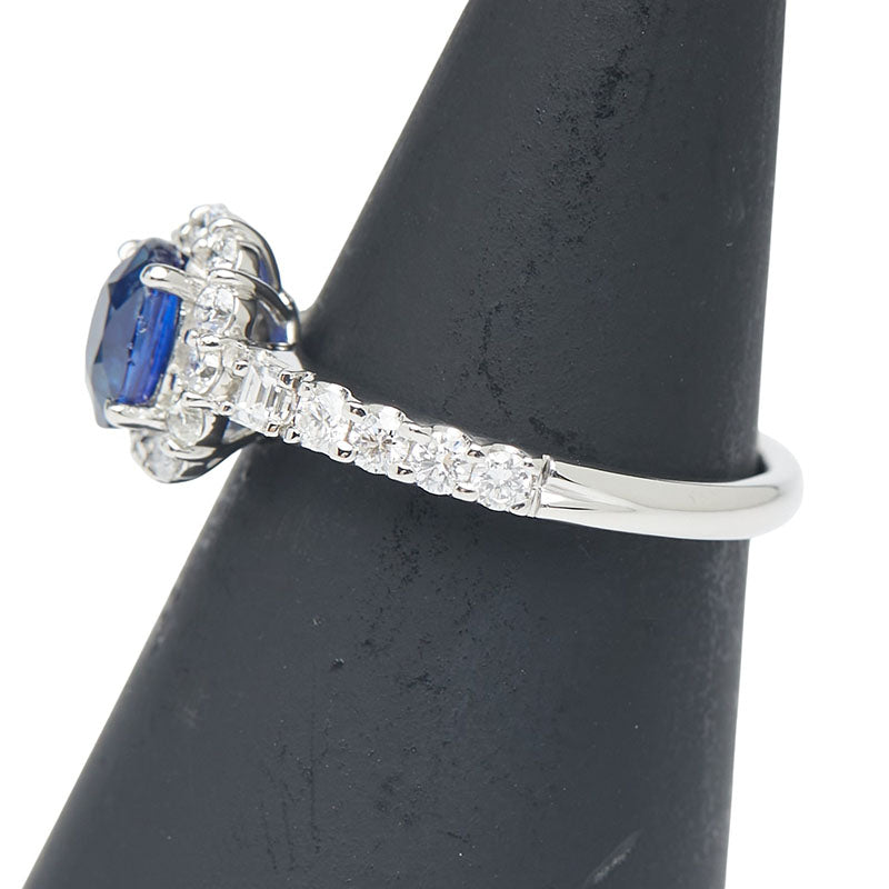 Pt900 プラチナ サファイア1.00ct ダイヤ0.57ct リング 指輪 レディース 11号 【中古】