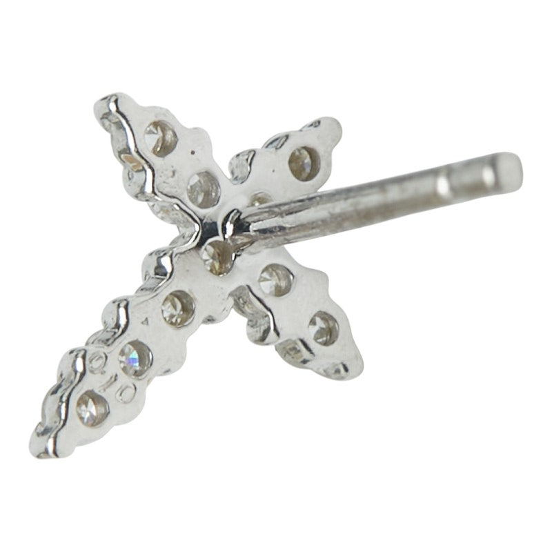 K18WG ホワイトゴールド ダイヤ0.20ct 十字架 クロス スタッドピアス レディース 【中古】