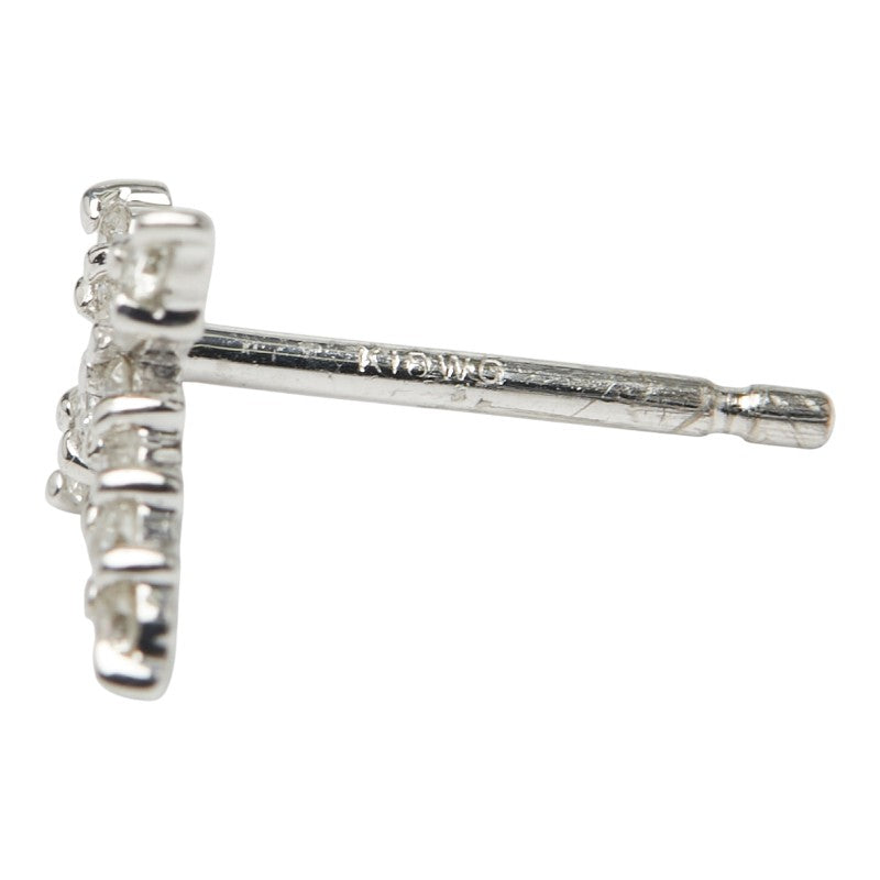 K18WG ホワイトゴールド ダイヤ0.20ct 十字架 クロス スタッドピアス レディース 【中古】