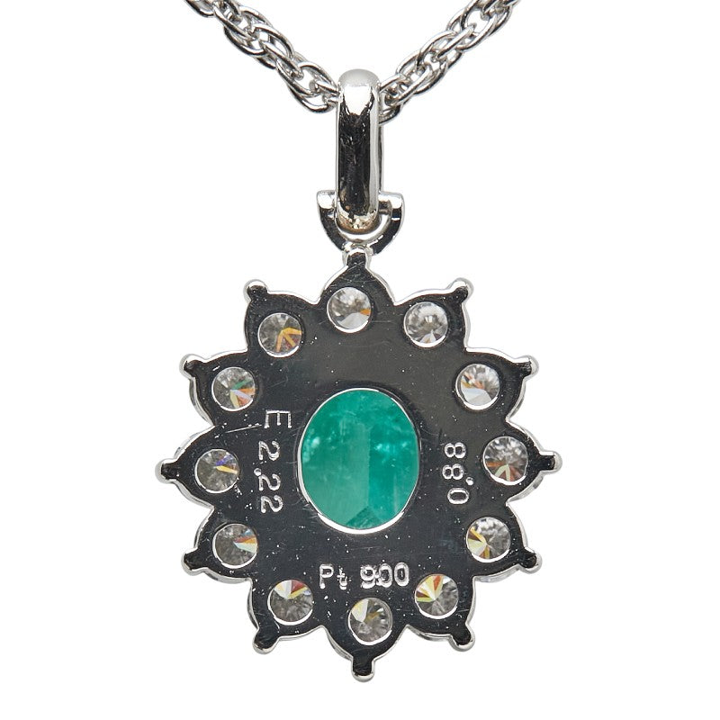 Pt900 プラチナ Pt850 プラチナ エメラルド2.22ct ダイヤ0.88ct ペンダントネックレス レディース 【中古】
