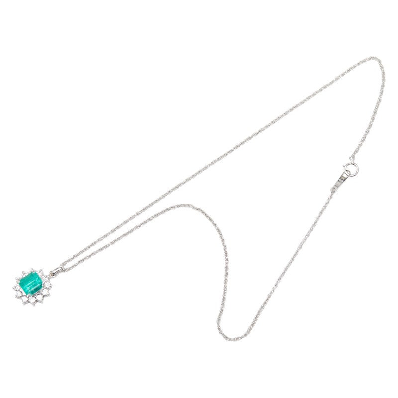 Pt900 プラチナ Pt850 プラチナ エメラルド2.22ct ダイヤ0.88ct ペンダントネックレス レディース 【中古】