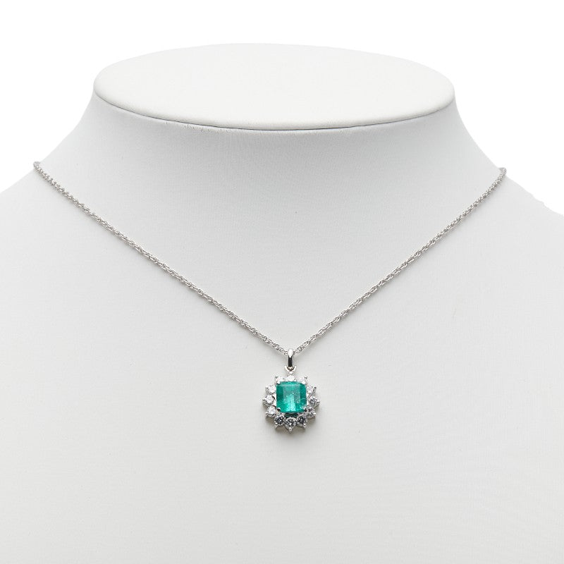 Pt900 プラチナ Pt850 プラチナ エメラルド2.22ct ダイヤ0.88ct ペンダントネックレス レディース 【中古】