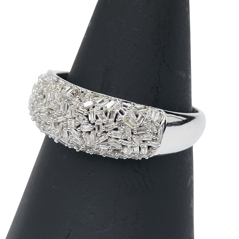 K18WG ホワイトゴールド ダイヤ0.50ct パヴェ リング 指輪 レディース 19号 【中古】