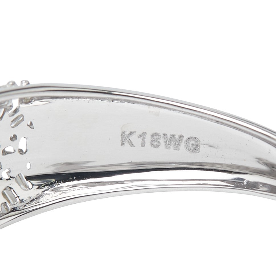 K18WG ホワイトゴールド ダイヤ0.50ct パヴェ リング 指輪 レディース 19号 【中古】