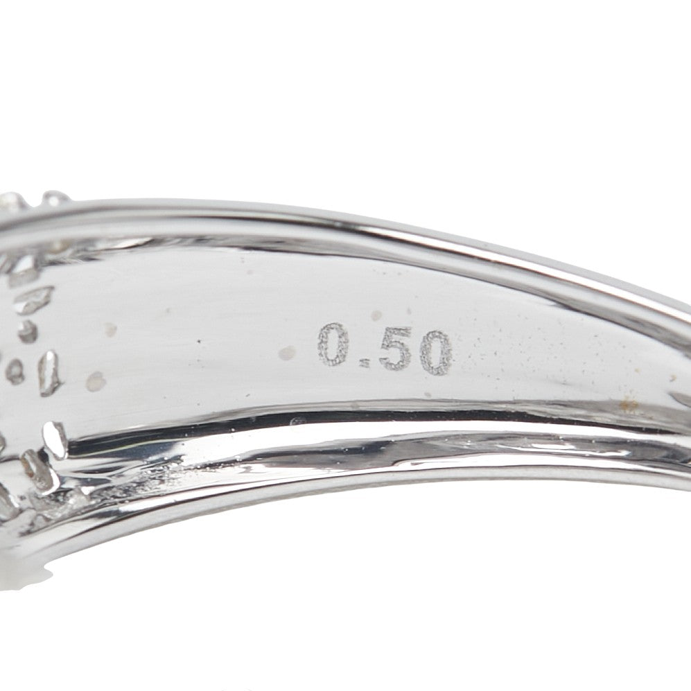 K18WG ホワイトゴールド ダイヤ0.50ct パヴェ リング 指輪 レディース 19号 【中古】