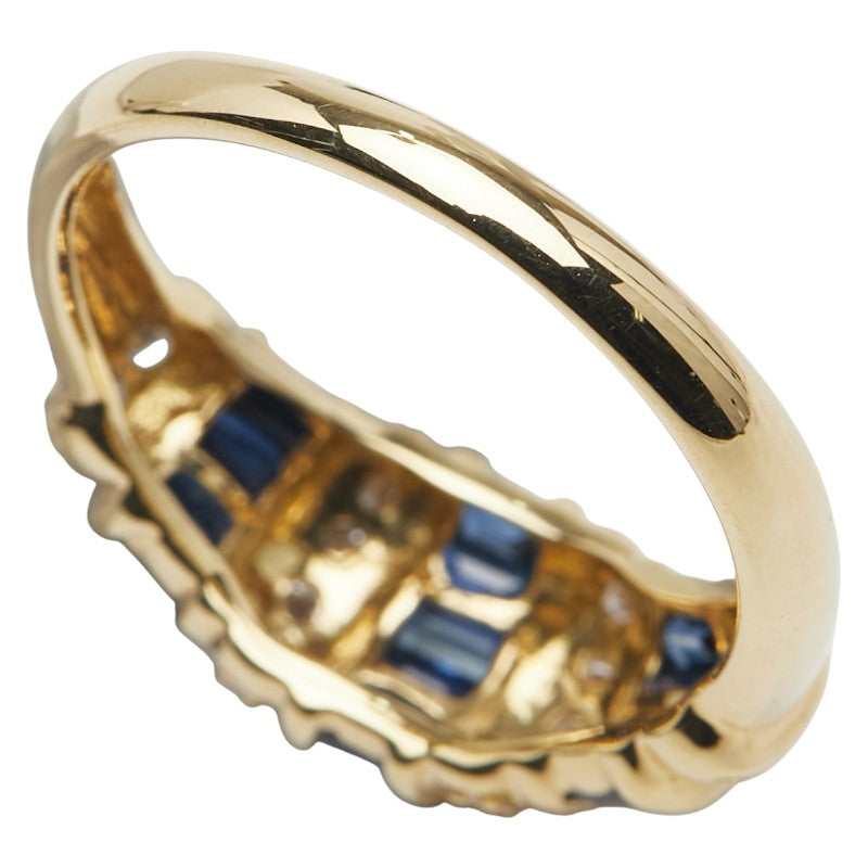 K18YG イエローゴールド サファイア1.16ct ダイヤ0.20ct リング 指輪 レディース 15号 【中古】