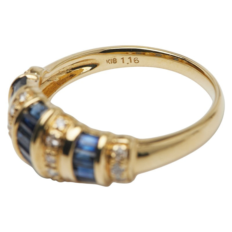 K18YG イエローゴールド サファイア1.16ct ダイヤ0.20ct リング 指輪 レディース 15号 【中古】