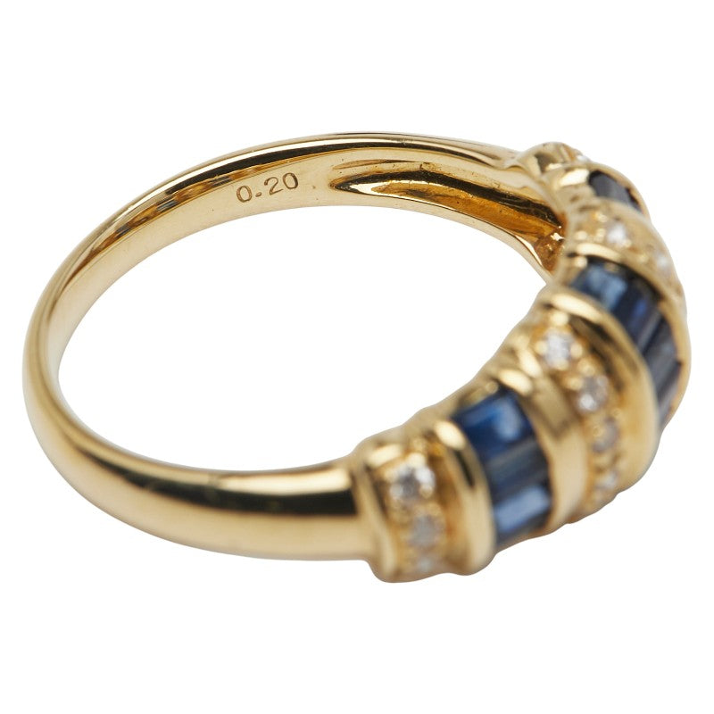 K18YG イエローゴールド サファイア1.16ct ダイヤ0.20ct リング 指輪 レディース 15号 【中古】