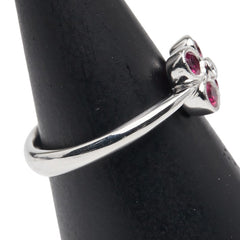K18WG ホワイトゴールド ルビー0.42ct ダイヤ0.03ct 花 フラワー モチーフ リング 指輪 レディース 12号 【中古】