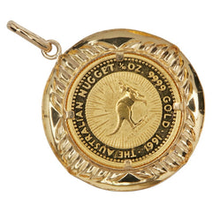 K24YG イエローゴールド K18YG イエローゴールド エリザベス2世 オーストラリア ナゲット15ドル金貨 1/10 OZ ペンダントトップ レディース 【中古】