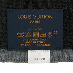 ルイ ヴィトン モノグラム エクリプス エシャルプ マイ マフラー M73468 ブラック グレー ウール レディース LOUIS VUITTON 【中古】