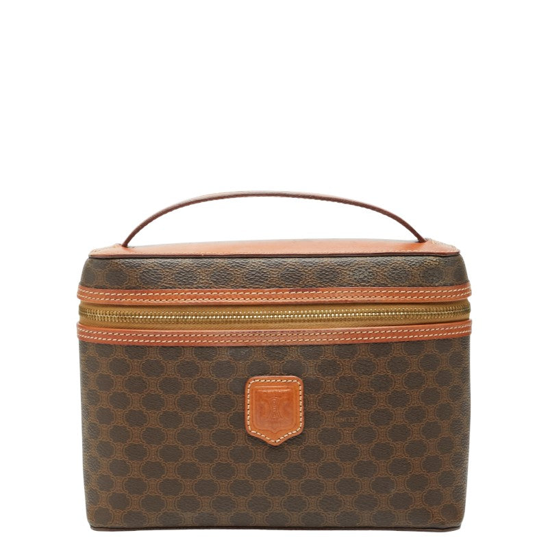 セリーヌ マカダム バニティバッグ ハンドバッグ ブラウン PVC レザー レディース CELINE 【中古】