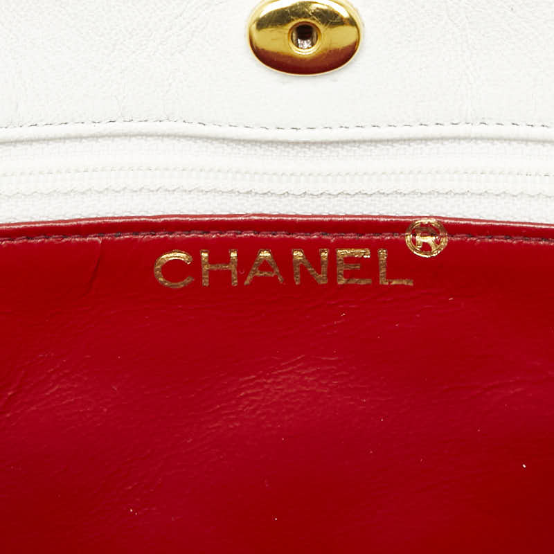 シャネル マトラッセ ココマーク チェーン ショルダーバッグ ハンドバッグ ホワイト レッド ラムスキン レディース CHANEL 【中古】