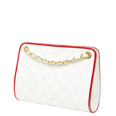 シャネル マトラッセ ココマーク チェーン ショルダーバッグ ハンドバッグ ホワイト レッド ラムスキン レディース CHANEL 【中古】