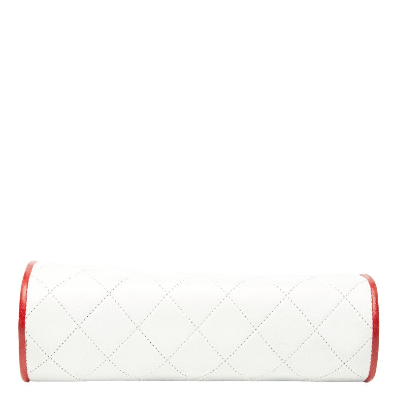 シャネル マトラッセ ココマーク チェーン ショルダーバッグ ハンドバッグ ホワイト レッド ラムスキン レディース CHANEL 【中古】