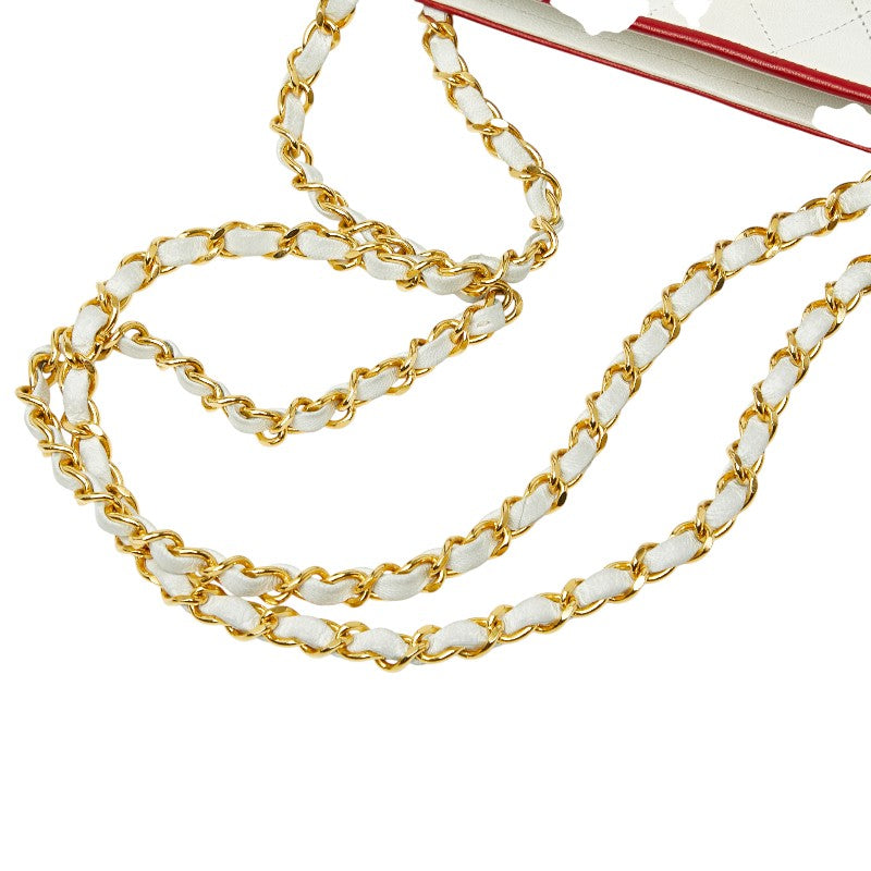 シャネル マトラッセ ココマーク チェーン ショルダーバッグ ハンドバッグ ホワイト レッド ラムスキン レディース CHANEL 【中古】