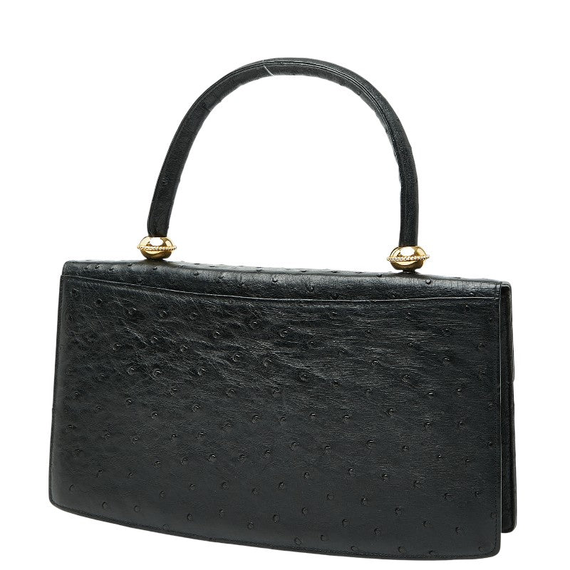 バリー オーストリッチ ハンドバッグ ブラック レザー レディース BALLY 【中古】