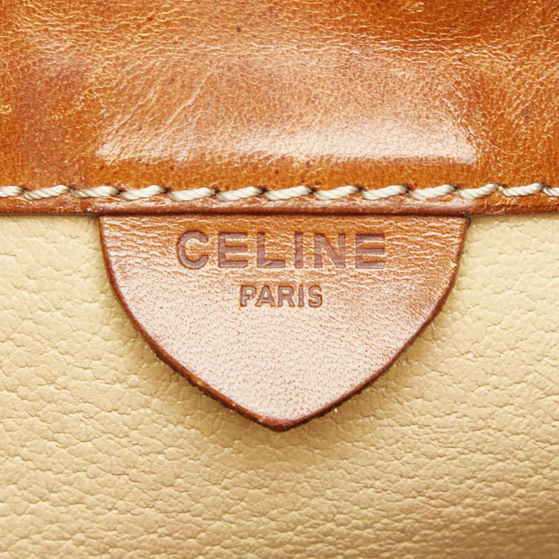 セリーヌ マカダム 巾着バッグ ワンショルダーバッグ ブラウン PVC レザー レディース CELINE 【中古】