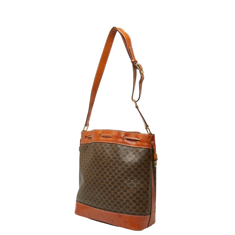 セリーヌ マカダム 巾着バッグ ワンショルダーバッグ ブラウン PVC レザー レディース CELINE 【中古】