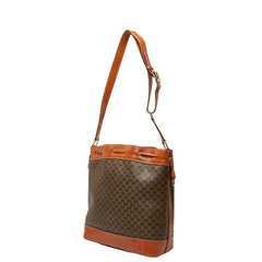 セリーヌ マカダム 巾着バッグ ワンショルダーバッグ ブラウン PVC レザー レディース CELINE 【中古】