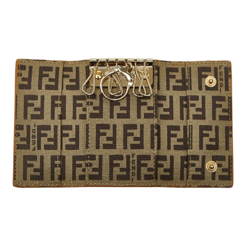 フェンディ ズッキーノ キーケース 6連 8AP002 オレンジ レザー レディース FENDI 【中古】